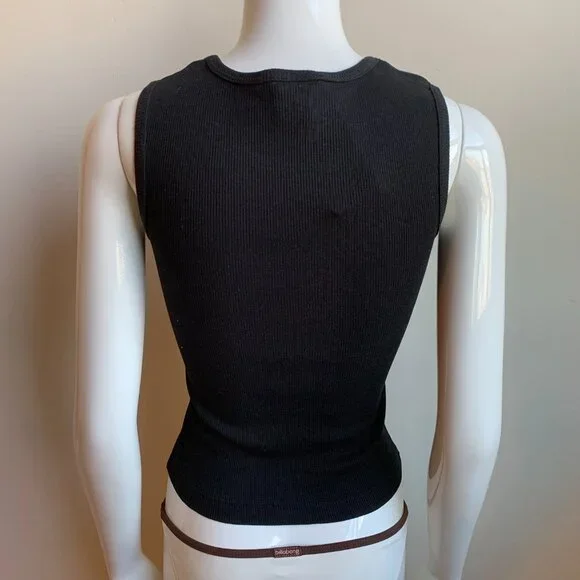 Billabong vintage surf black ribbed cotton fitted tank top - Picture 3 of 3